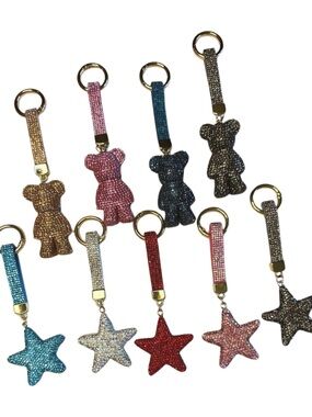 BUY NOW PICK ONE Rhinestone Bear & Star Bag Charm Keychain Purse Charm Bling